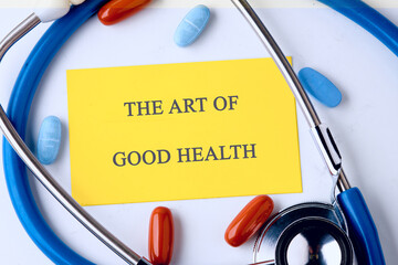 The conceptual phrase is THE ART OF GOOD HEALTH. Concept of work-life balance, time management