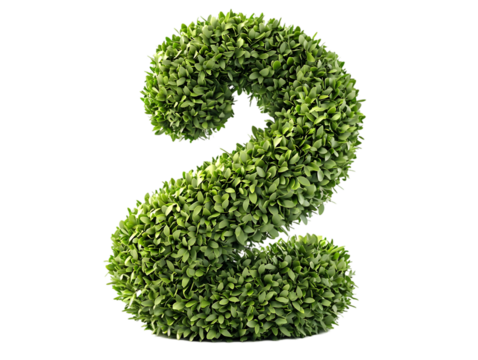 Lush Green Boxwood Number Two: Nature's Vibrant Numeral