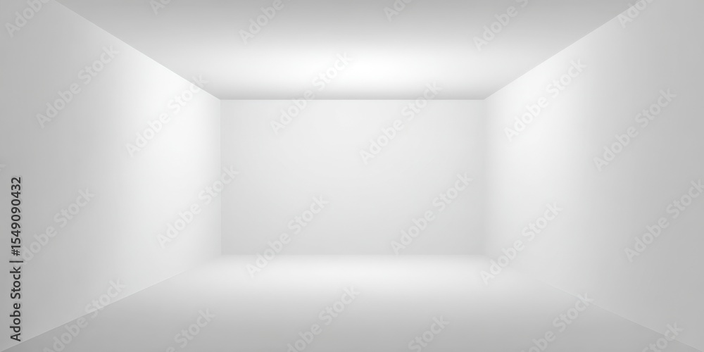 Poster empty white room with plain walls and ceiling interior for minimalistic design