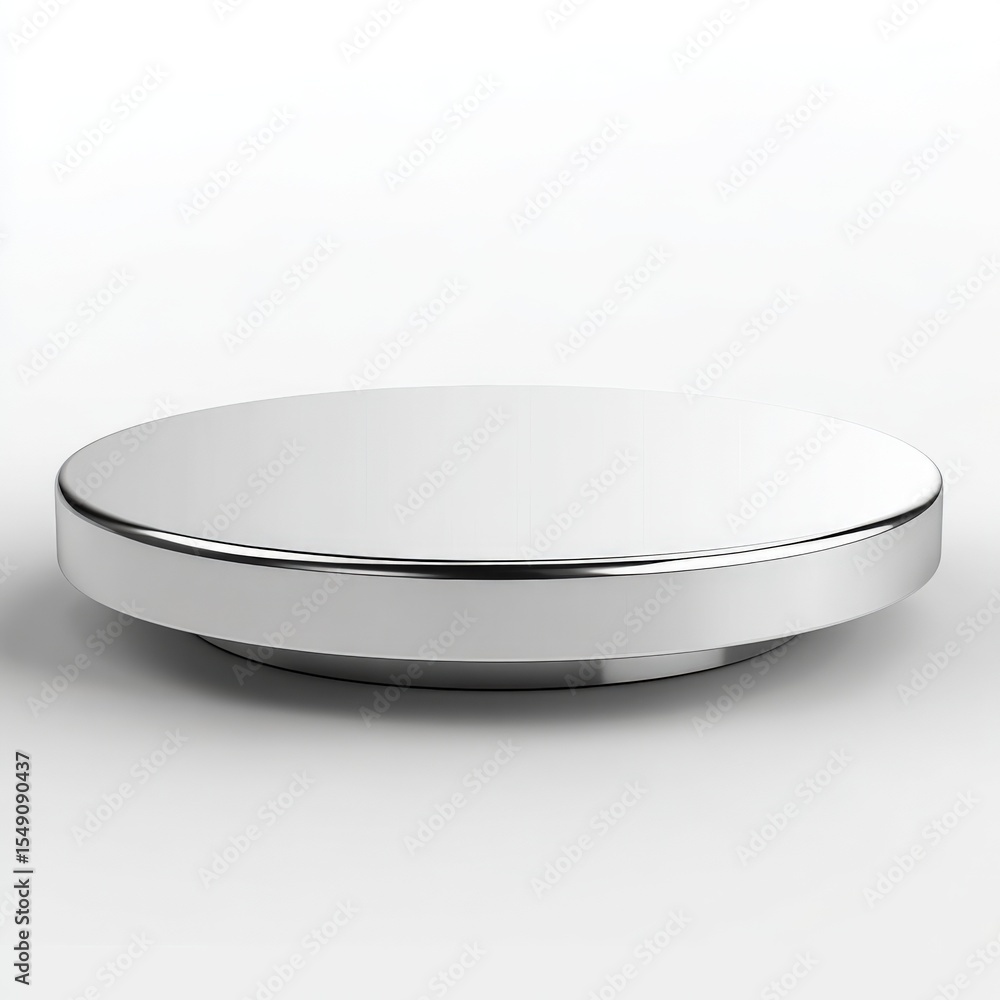 Aufkleber sleek modern round white platform with reflective silver trim for display or design