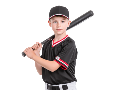 Young boy gripping a baseball bat, captivating image of childhood, sport, and summer fun