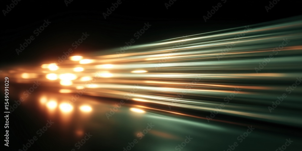 Poster dynamic long exposure of moving light trails in dark night with bright beams