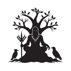 Odin Yggdrasil Ravens Wisdom Silhouette