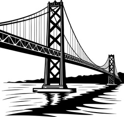 Golden Gate Bridge over the San Francisco Bay with red suspension cables and city skyline in the background
