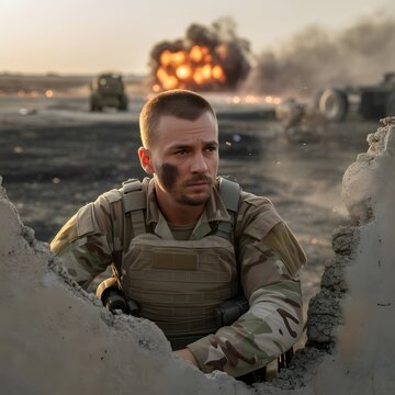young solider on the battel field 