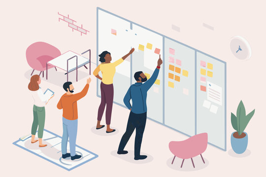 Brainstorming Session Around Idea Wall