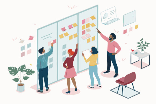 Brainstorming Session Around Idea Wall