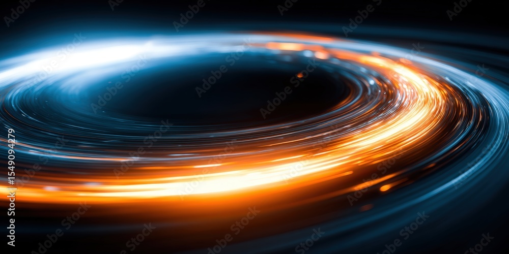 Poster Abstract swirling light trail with glowing fire effects creating dynamic motion scene