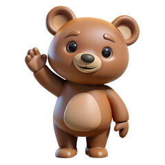 Naklejka premium 3d Cartoon Bear Cub Reaching Up