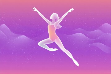 Naklejka premium Silhouette of Abstract Dancer in Vibrant Colors Expressing Freedom and Elegance in a Dynamic Pose at Twilight
