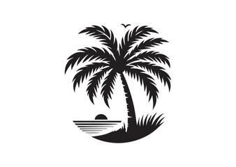 Fototapeta premium Palm Tree of Silhouette black vector Illustration
