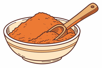 Orange Spice Powder in Bowl with Wooden Spoon