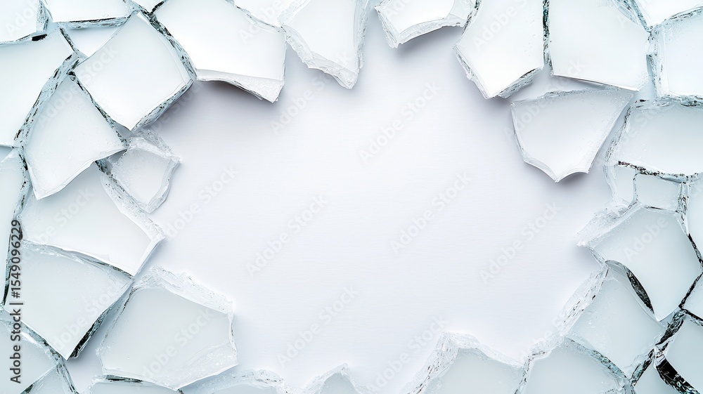 Aufkleber ice shards forming a rectangular border on a white background, creating a refreshing and cool visual