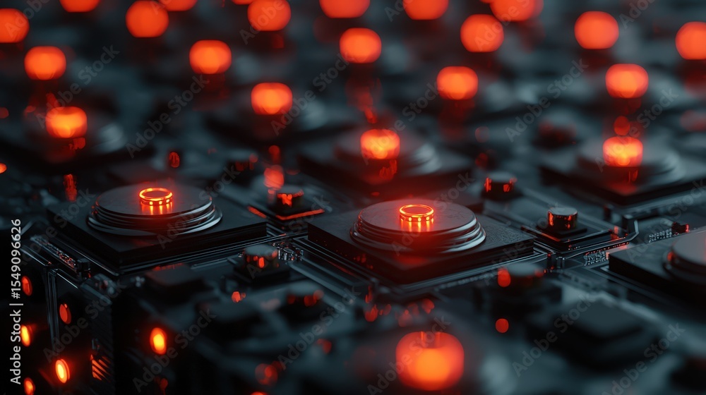Poster layered button tower closeup technology studio digital art futuristic environment detailed viewpoint