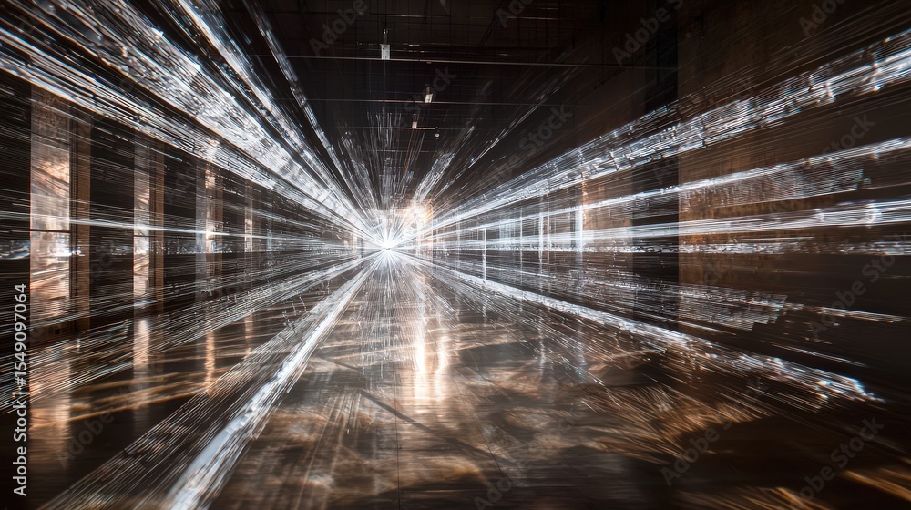 Aufkleber Illuminated spa experience diagonal beams of light in a dark environment minimalist atmosphere abstract art
