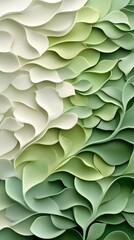 Green and white paper leaves art, gradient background, nature design, website banner