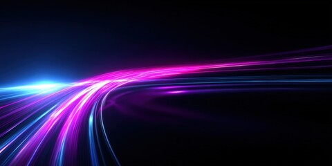 Obraz na płótnie Canvas Vibrant neon light trails flowing in dark space with glowing energetic streaks