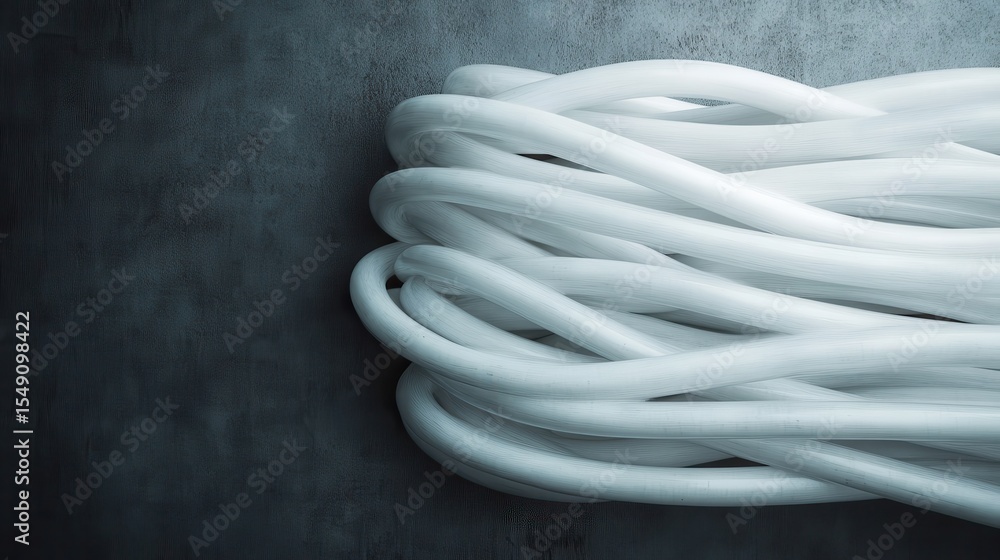 Poster this image showcases an intricate arrangement of smooth, flowing white lines that create an abstract