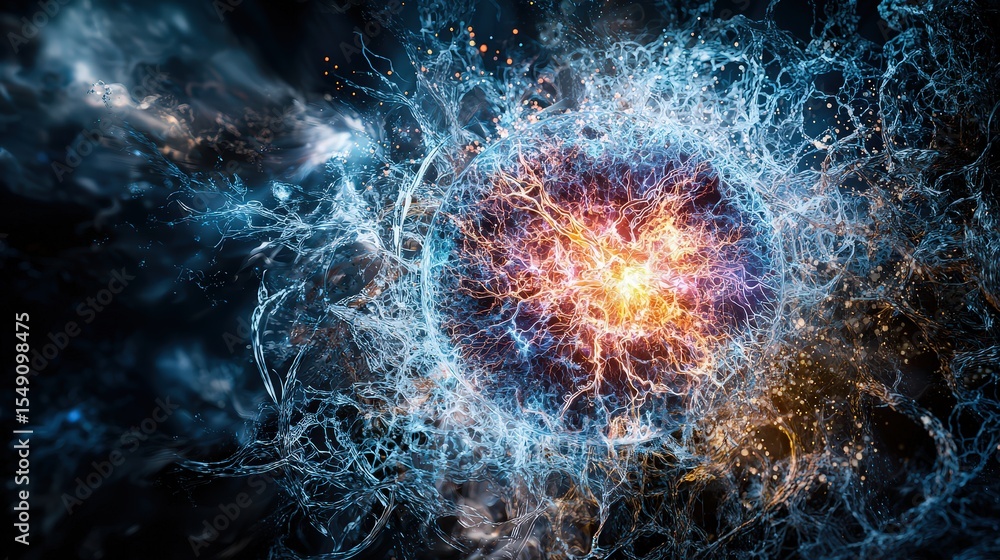 Poster Cosmic evolution of physiology and the universe a vibrant abstract representation of creation