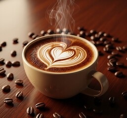 cup of coffee with beans