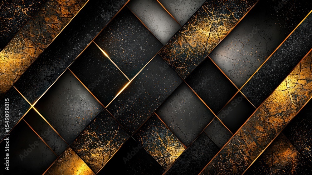 Poster dynamic layered golden and black light lines design abstract art digital background modern aesthetic