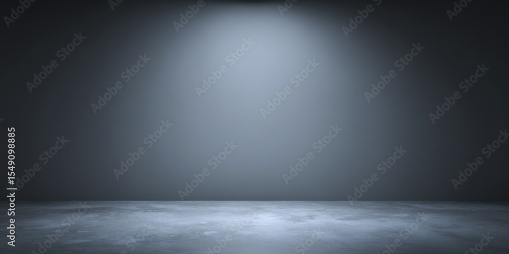 Poster empty professional studio with focused overhead spotlight and smooth floor