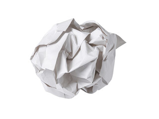 crumpled white paper ball on white background