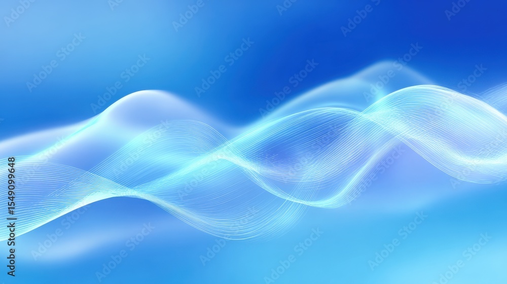 Poster Abstract blue wave pattern with flowing lines and smooth motion effect for technology