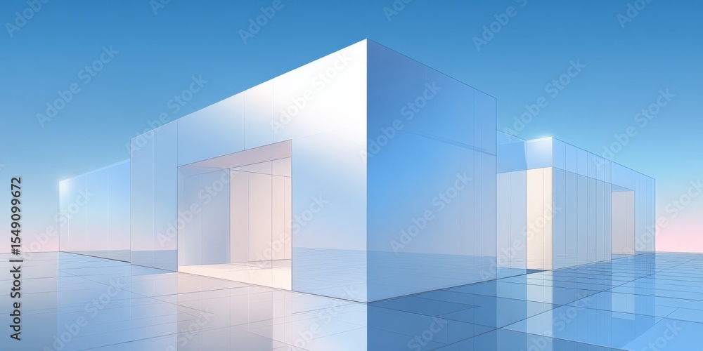 Poster Modern Minimalist Pure White Geometric Building Architecture with Clean Lines