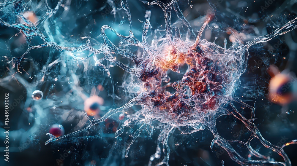 Poster dynamic cellular mutations fueling life laboratory digital art microenvironment abstract concept