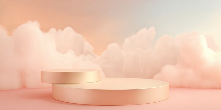 Serene sky scene with soft pink clouds and pastel hues in the background