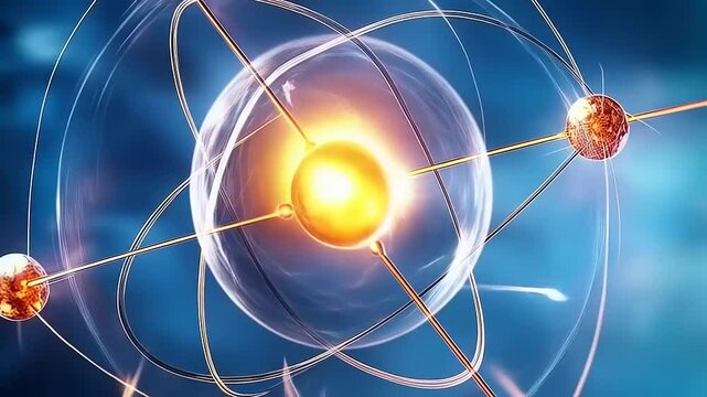 Atomic Structure: A Glowing Depiction of Subatomic Particles