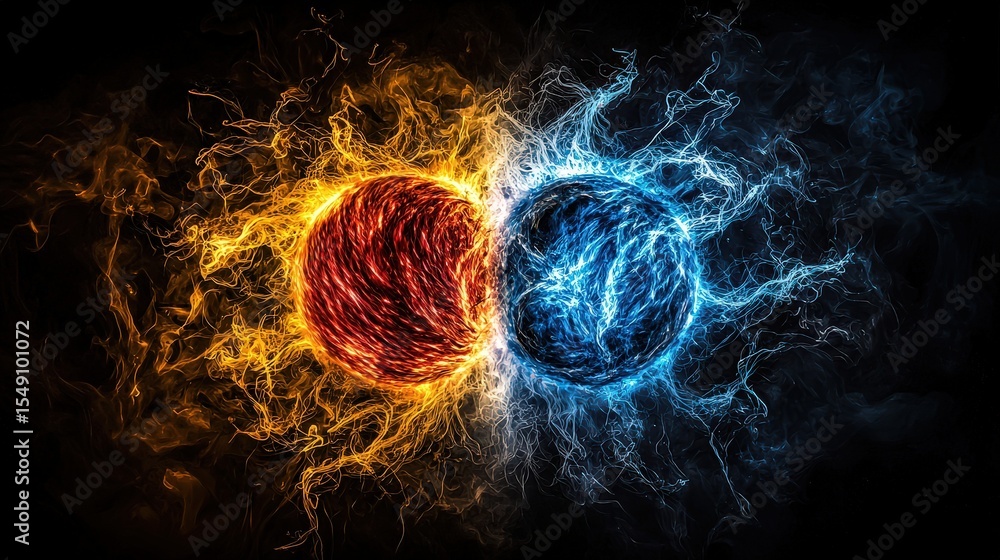Poster dynamic plasma energy collision abstract art digital creation vibrant colors close-up emotion-inspir
