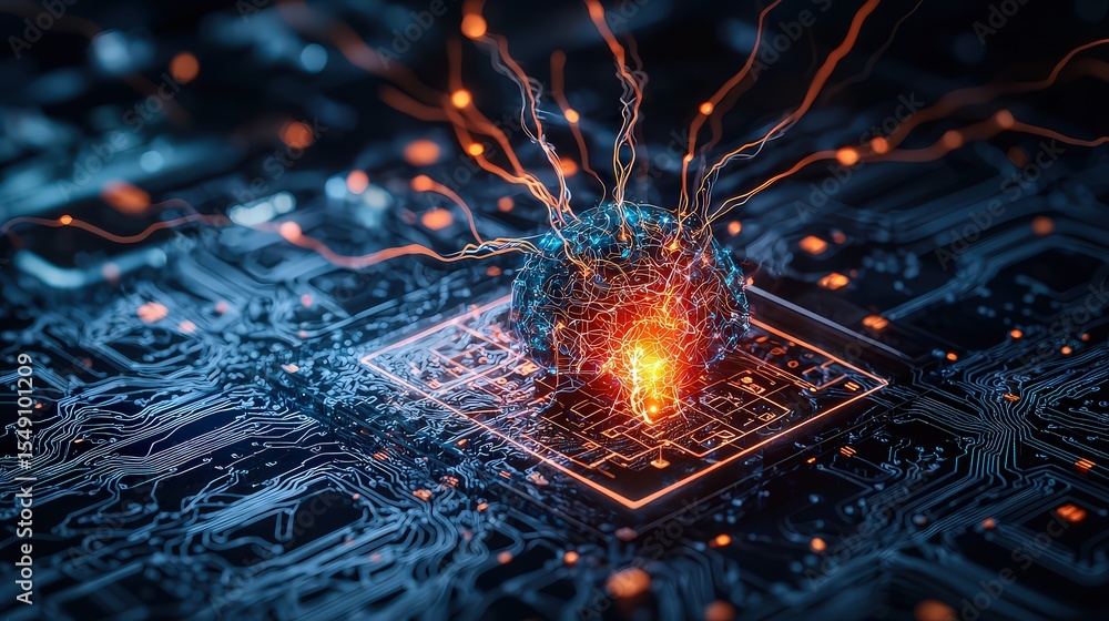Fototapete Dynamic ai algorithms ignite technology landscape in conceptual visualization of digital innovations