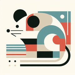 Obraz premium Stylized geometric mouse illustration with colorful shapes and modern design