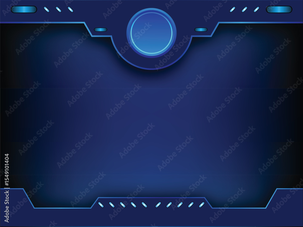 Poster futuristic digital technology hud interface with glowing neon blue elements on dark abstract backgro