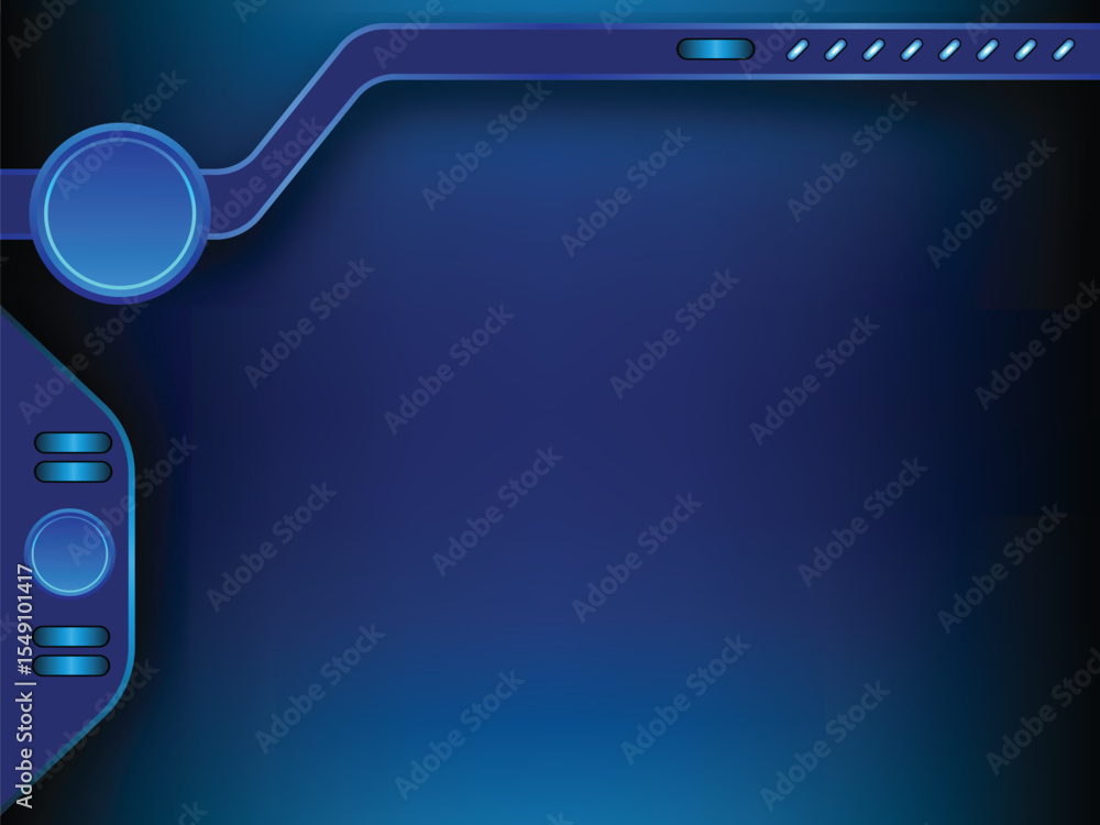 Poster futuristic digital technology hud interface with glowing neon blue elements on dark abstract backgro