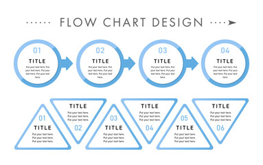 立体的で奥行きのあるフローチャートのデザインテンプレートセット(ステップ プレゼン資料 発表資料 流れ 手順 ベクター 編集可能)
