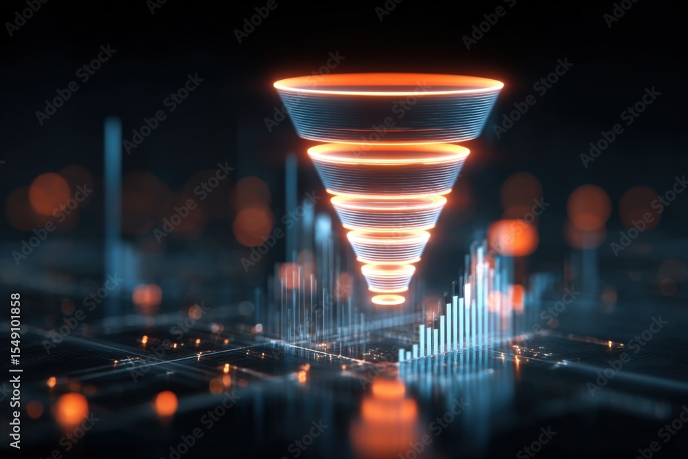 Poster futuristic digital tornado tornado vortex spinning with glowing neon lights and data visualization