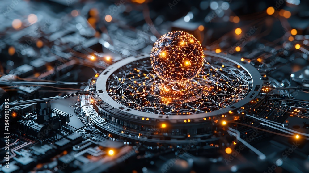 Fototapete Dynamic scene of deep learning algorithms in a tech environment digital visualization abstract concept
