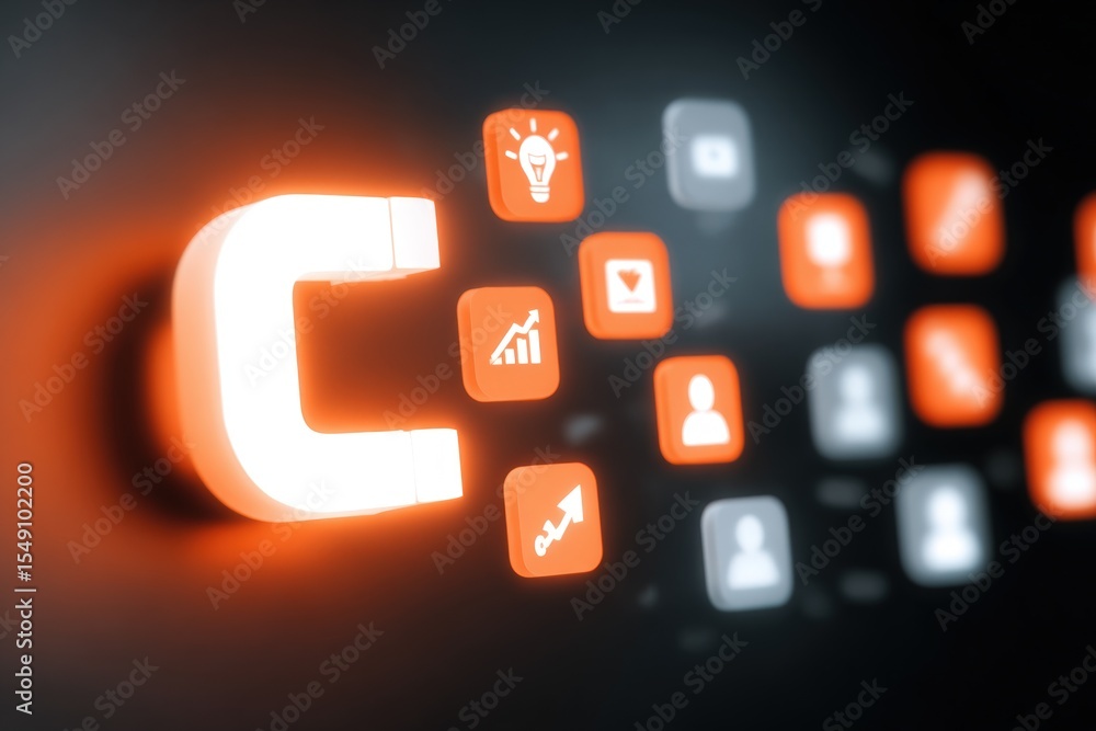Poster abstract digital icons and light effects representing communication technology and connectivity