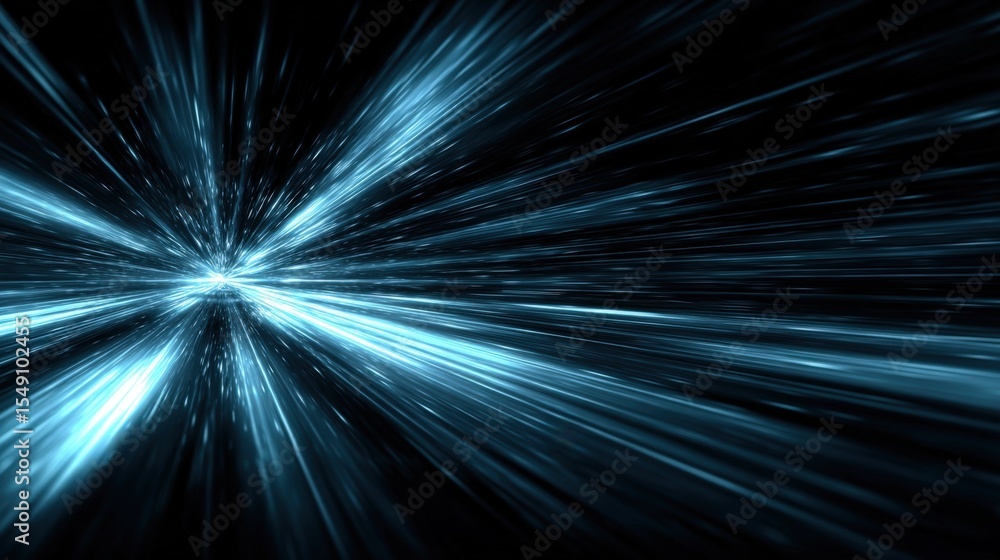 Poster dynamic blue light streaks creating a sense of motion and futuristic energy