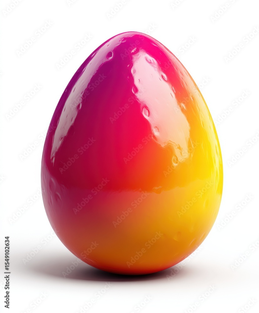 Aufkleber vibrant rainbow-colored glossy easter egg with smooth shiny surface on white background