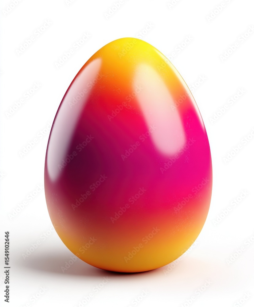 Poster vibrant glossy colorful egg with smooth surface and bright shine on white background