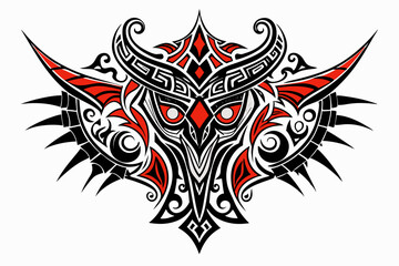 Stylized black tribal tattoo design featuring sharp curves, pointed edges, and an abstract flame-like form. This bold and symmetrical vector graphic is ideal for tattoo templates,