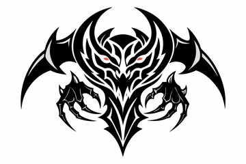 Stylized black tribal tattoo design featuring sharp curves, pointed edges, and an abstract flame-like form. This bold and symmetrical vector graphic is ideal for tattoo templates,