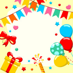  birthday greeting template background in flat style
