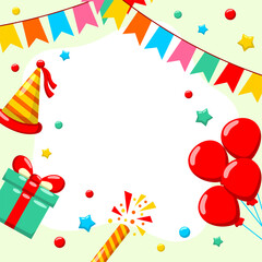  birthday greeting template background in flat style