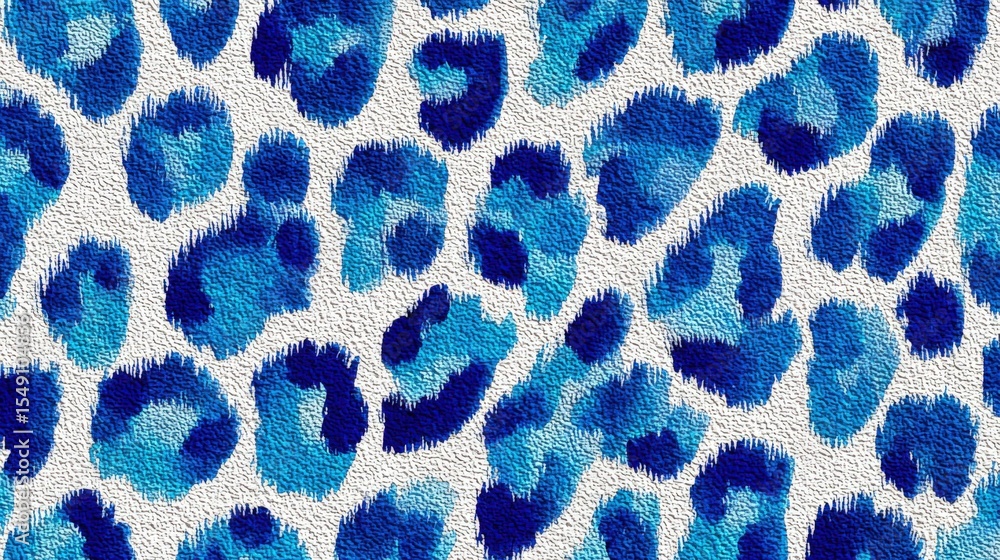 Poster Bright Blue Leopard Print Pattern Fabric Texture with Animal Pattern Design