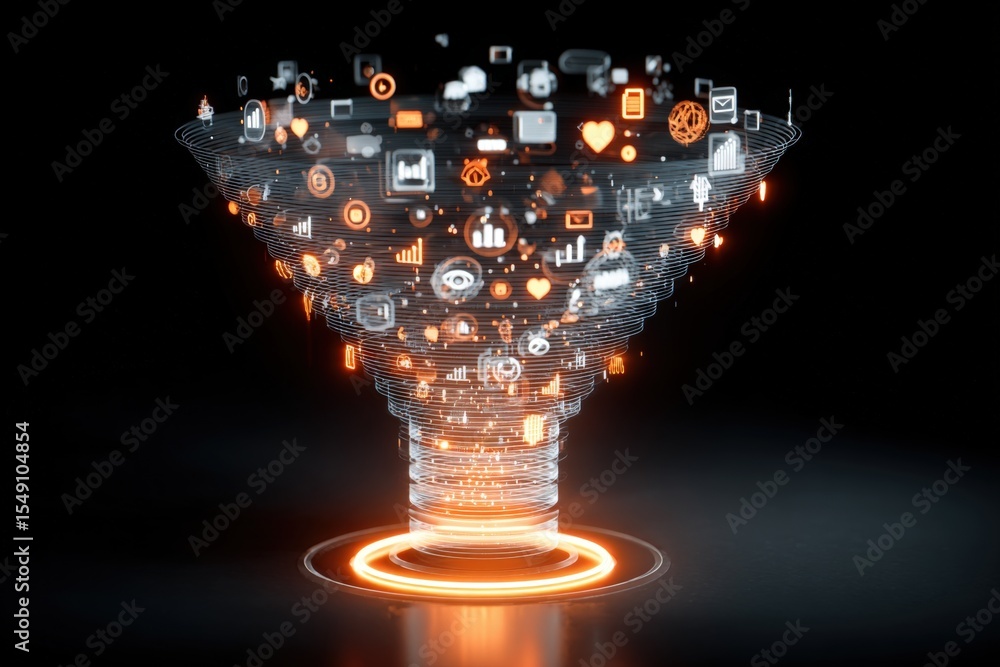 Poster Digital technology innovation data processing concept with futuristic technology visualization